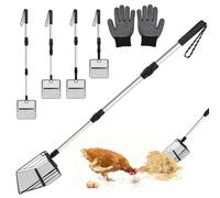 BINYI Pelle à Litière Pelle à Poulet Fientes de Poules Ramasse Crotte pour Chat Pelle à Tamis Réglable Accessoires de Poulailler pour Nettoyage Déjections et des débris du Sable Noir