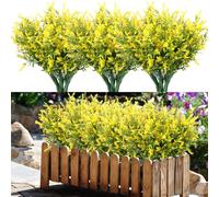 BINYI Plante Artificielle Exterieur Decoration Fleurs Artificielles Deco 10 Bouquet Jardin Moderne Extérieur Fleur Artificielle Lavande Artificielle Fausse Plante Interieur Arbuste Artificiel (Jaune)