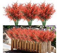 BINYI Plante Artificielle Exterieur Decoration Fleurs Artificielles Deco 10 Bouquet Jardin Moderne Extérieur Fleur Artificielle Lavande Artificielle Fausse Plante Interieur Arbuste Artificiel (Rouge)