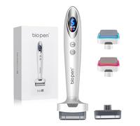 Bio 6 Derma Stamp Électrique Professionnel, 0.5mm Dermastamp 140 Pointes Aiguilles en Acier Inoxydable, Lumière Rouge et Bleue, Vibrations à Haute Fréquence pour les Cheveux, la Barbe, le Visage