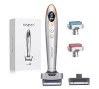 Bio 6 Derma Stamp Électrique Professionnel, 0.5mm Dermastamp 140 Pointes Aiguilles en Acier Inoxydable, Lumière Rouge et Bleue, Vibrations à Haute Fréquence pour les Cheveux, la Barbe, le Visage