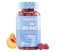 Bio-Bac 52 Milliards UFC Gummies - 11 Souches de Ferments Lactobacillus & Bifidobacterium - Inuline (FOS) & Vitamine C - Vegan Hommes & Femmes - 60 Gummies Pêche - Novomins