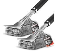 Bio-Chem - 2 brosses de Nettoyage pour Barbecue en Acier Inoxydable - Nettoyage 360° Rapide - Manche Ergonomique isolé pour grilles de Barbecue