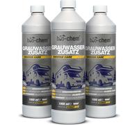 bio-chem additif pour réservoir d'eau grise - 3X 1000 ml concentré - Nettoyant pour réservoir d'eau sale, d'eau grise et d'eaux usées de camping-cars, caravanes - DE