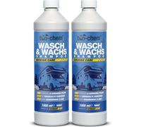 bio-chem Caravan Wash & Wax Shampoo - 2x 1L concentré - Avec cire de carnauba pour la brillance et la protection - Camping-car, caravane, bateau - Auto-séchant, pH-neutre - Germany
