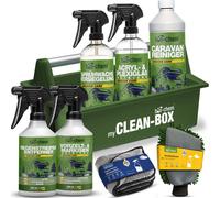 bio-chem Caravan & WoMo Außenpflege Set 8-teilig - Nettoyant extérieur professionnel & produit d'entretien pour PRV, verre acrylique, alu & plastique sur camping-car, caravane - Incl. chiffon microfib
