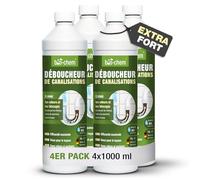 bio-chem - Deboucheur canalisation professionnel 4L - Deboucheur wc anti odeur canalisations - Entretien express extrêmement efficace contre les bouchons et les cheveux