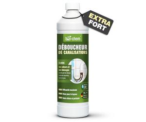 Bio-Chem - Déboucheur de canalisations liquide 1L, spécial cheveux et résidus de savon, agit même en eau stagnante, concentré jusqu’à 20 utilisations