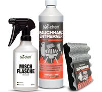 bio-chem Détachant de résine de fumée - 500 ml + 1000 ml bouteille de recharge incl. éponge de nettoyage - Nettoyant concentré pour four et gril pour gril à gaz, acier inoxydable, fonte, etc.