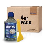 bio-chem - Dissolvant colle et adhesif 4x500ml - Alternative à l'acetone - Produit enlever colle autocollant - Décape résidus étiquettes, glue extra forte, uhu, loisir creatif - Grattoir inclus