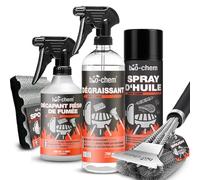 bio-chem Kit de nettoyage pour barbecue et four 5 produits | Nettoyant Surfaces barbecues 750ml - Spray vaporisateur d’huile 200ml - Brosse et éponge - Adapté au AirFryer