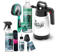 bio-chem - Kit entretien vélo, vtt avec accessoires - Nettoyant cadre du velo 1L - Dégraissant chaîne 750ml - Huile lubrifiante 100ml - Vaporisateur de mousse - Premium Set 7 produits