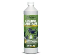 Bio-Chem - Liquide sanitaire 1L nouvelle formule avec microorganismes pour toilette chimique caravane - Additif sanitaire concentré pour toilette portable de camping - Verre doseur inclus