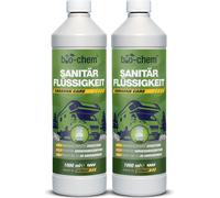 bio-chem liquide sanitaire pour toilettes de camping - 2x 1 L avec gobelet doseur - Additif microbiologique pour toilettes hautement concentré - Agit contre les matières fécales, le papier & les odeur
