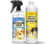 bio-chem - Lot de 2 produits de lutte contre les mauvaises odeurs - Antiodeurs pour chiens 1L - Additif de rinçage du linge 1L - Desodorisant maison et tissus