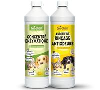 bio-chem - Lot de 2 produits de lutte contre les mauvaises odeurs - Nettoyant enzymatique 1L - Additif de rinçage du linge 1L - Desodorisant maison et tissus