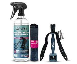 bio-chem - Multi spray nettoyant pour vélos 750ml + accessoires - Nettoyage et entretien des vélo de route, de course, vtt et électriques - Entretien et soin des bicyclettes