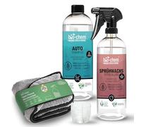 Bio-Chem - Nettoyant moussant pour voiture 750ml + Cirage de protection de peinture en spray 750ml + Chiffon en microfibres - Ensemble de 3 produits pour entretien voiture et moto