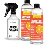 bio-chem Nettoyant multisurfaces à l'orange 2 x 750 mL + flacon mélangeur | Spray pour entretien de la maison - Produit menager de nettoyage cuisine, salle de bain, sol, canapé