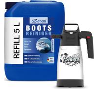 bio-chem nettoyant pour bateaux concentré - bidon de 5 litres avec pulvérisateur de mousse - nettoyant pour coque de bateau nettoyant pour bateaux pneumatiques nettoyant pour passe d'eau concentré pou