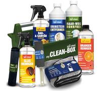 Bio-Chem - Nettoyants salle de bain + accessoires et boîte de rangement - Déboucheur canalisation 1L - Décapant urine et calcaire 1L - Produit surfaces salle de bain 750ml - Premium Set 9 produits