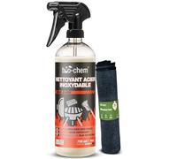 Bio-chem - Produit d'entretien acier inoxydable 750ml + chiffon microfibre - Nettoyant plaque inox micro onde poele - Degraissant cuisine decap four - Nettoyants ménagers