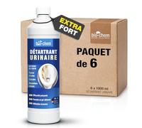 bio-chem produit wc gel dissolvant pour dépôts d'urine 6x 1000 ml concentré, buse inclinée incluse, dissolvant de dépôts d'urine extra fort, produit nettoyant wc pour calcaire, produit toilette