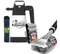 Bio-Chem - Set de 4 Accessoires pour Entretien Barbecue - 1 éponge à Barbecue - 1 Brosse à Barbecue - 1 Chiffon en Microfibres - 1 Vaporisateur de Mousse - Nettoyage Pratique des Grills, fumoirs