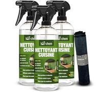 bio-chem Spray nettoyant cuisine 3x 750ml + chiffon en microfibres