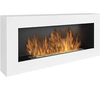 Bio cheminée Blanc Nice-House Box 90x40cm. Cheminée Bio éthanol Murale 900x400mm Blanche. Une biocheminée en Forme de boîte à accrocher au Mur. Cheminée au bioéthanol sans Verre.