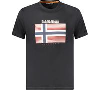 Bio Coton T-shirt manches courtes décontracté col rond Logo Napapijri : Taille - S Taille : S
