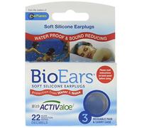Bio Ears Lot de 3 paires de bouchons d'oreille en silicone souple Protection contre l'eau et le bruit avec aloe actif 50 g
