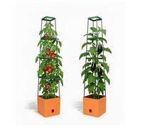 Bio Green Maxitom Lot de 2 jardinières pour tomates avec Treillis de 150 cm et arrosage Automatique, bac de 16 litres pour Plantes grimpantes, Terracotta