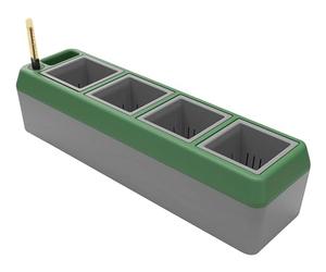 Bio Green Provence - Jardinière Auto-arrosante à 4 Pots à Herbes aromatiques avec indicateur de Niveau d'eau - Jardinière de Rebord de fenêtre - Design Moderne - Pratique et Facile à Utiliser, Gris,