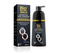 Bio Keratin Gold Shampooing de coloration noire pour cheveux 400 ml - 100 % de couverture des cheveux blancs en 5 à 10 minutes, résultats professionnels et qualité de salon, coloration et shampooing 2