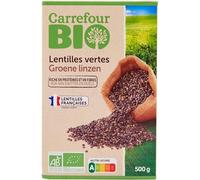 BIO - Lentilles Vertes Bio CARREFOUR | Savoureux et onctueux | Idéal pour vos plats gourmands | la boite de 500g | LOT DE 4