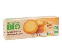 BIO - Palets bretons Bio CARREFOUR | Savoureux biscuits croquants | Idéal pour le goûter | le paquet de 125g | LOT DE 4