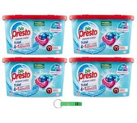 BIO PRESTO Lot de 4 capsules de lessive hygiénique et fraîche - Lessive en capsules, 18 lavages pour la machine à laver, + porte-clés Beni Culinari gratuit