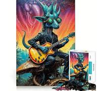 Bio Rhythms Dino Guitarist Puzzle pour adultes, 1000 pièces, pièces de coupe propres, jouet logique, jeu de loisirs, décoration de Noël, cadeau (38 x 52 cm)