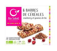 BIO SOLEIL - 6 barres cranberries & graines de lin 125g - Vente à l'unité - meilleure offre