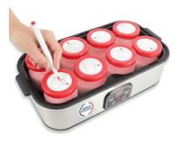 Bioatis Yaourtiere Electrique Inox 8 Pots Verre Ecran LCD Minuterie | Machine a yaourt maison, yogurt maker, pot de yaourt, fromage blanc. 84 recettes, notice francaise, arret auto, sans bpa.