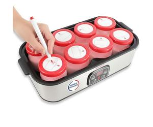 Bioatis Yaourtiere Electrique Inox 8 Pots Verre Ecran LCD Minuterie | Machine a yaourt maison, yogurt maker, pot de yaourt, fromage blanc. 84 recettes, notice francaise, arret auto, sans bpa.