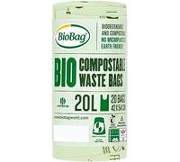 BioBag Lot de 20 sacs poubelle compostables de 20 L, vert
