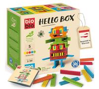 bioblo Hello Box- Rainbow- 200 Blocs de Construction pour Enfants, Blocs de Construction en Bois, Blocs de Construction colorés, Jouet éducatif, Montessori, Jouet de Construction, Jouet STEM Durable