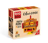 bioblo Mini Box- Rusty Robo- 40 blocs de construction pour enfants, blocs de construction en bois, blocs de construction colorés, jouet éducatif, Montessori, jouet de construction, jouet STEM durable