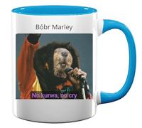 Biobr Sings no kurwa no cry Tasse à thé ou café en céramique Bleu clair