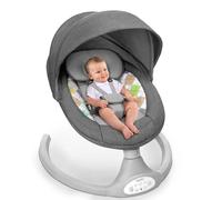Bioby Balancelle Bebe Electrique | Transat Bebe Sécurisé avec Harnais 5 Points & 5 Modes de Balancement, pour Bébé 2-9 kg, Pliable, avec Bluetooth et Télécommande, Gris