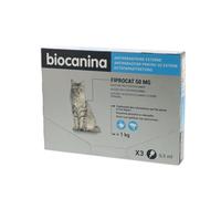 Biocanina Solution spot-on pour chats Fiprocat 50 mg — 3 pipettes de 0,5 ml