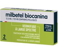 Biocanina Milbetel vermifuge pour chiens de plus de 5kg 2 comprimés