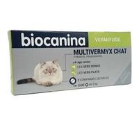 Biocanina Vermifuge Multivermyx Chat 2 Comprimés Arôme Viande.